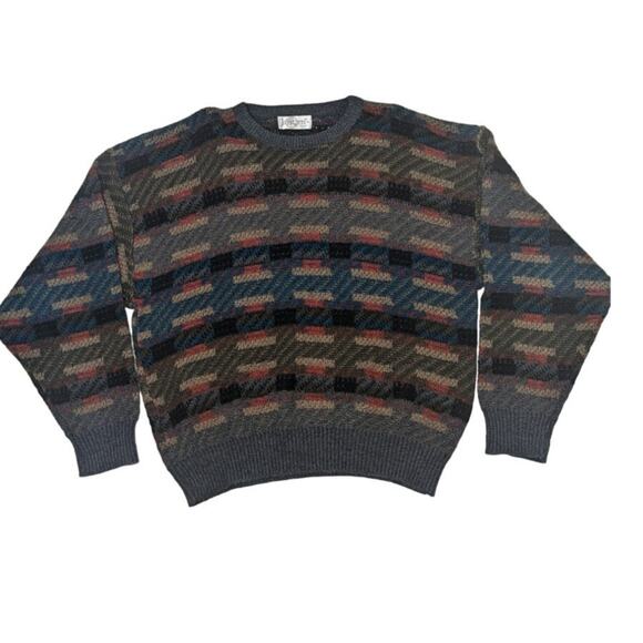 Vintage Jantzen ribbed sweater multi color geo print mens Extra Large - Picture 11 of 11